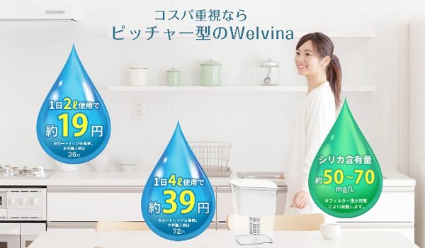 Welvina（ウェルビナ）ピッチャー型浄水器【シリカ水】